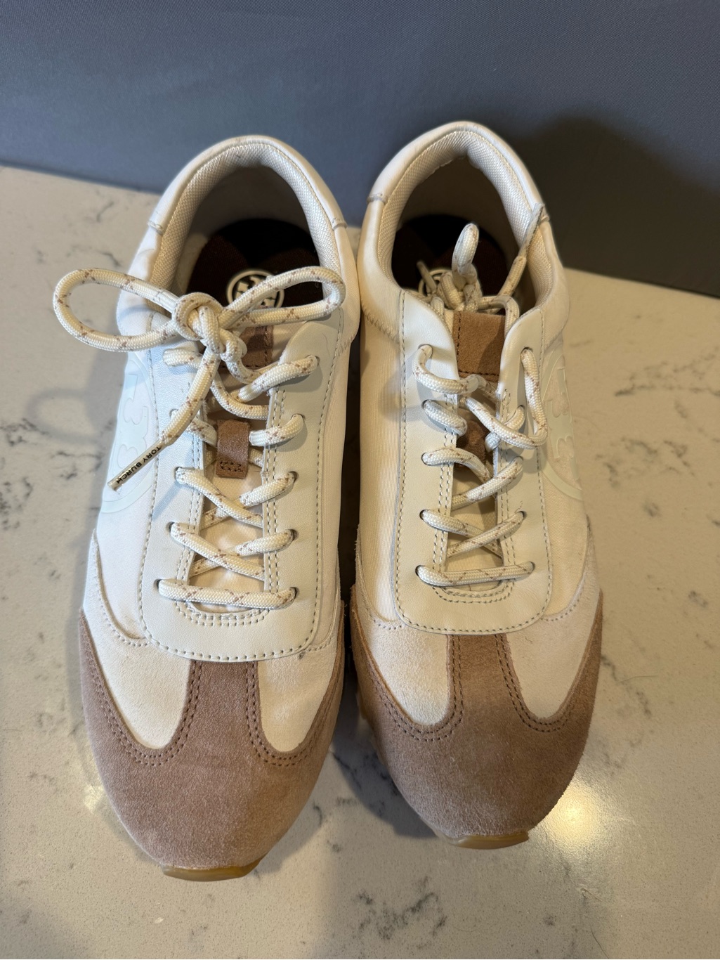 Tory Burch Women's Cream And Tan Leather & Suede Sneakers